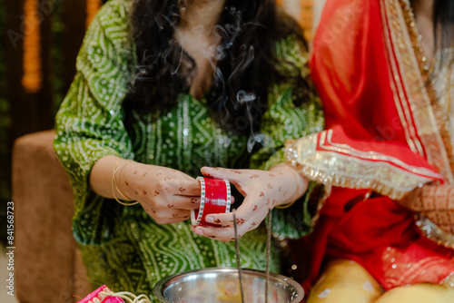 haldi ceremony ritual in Indian wedding
 photo