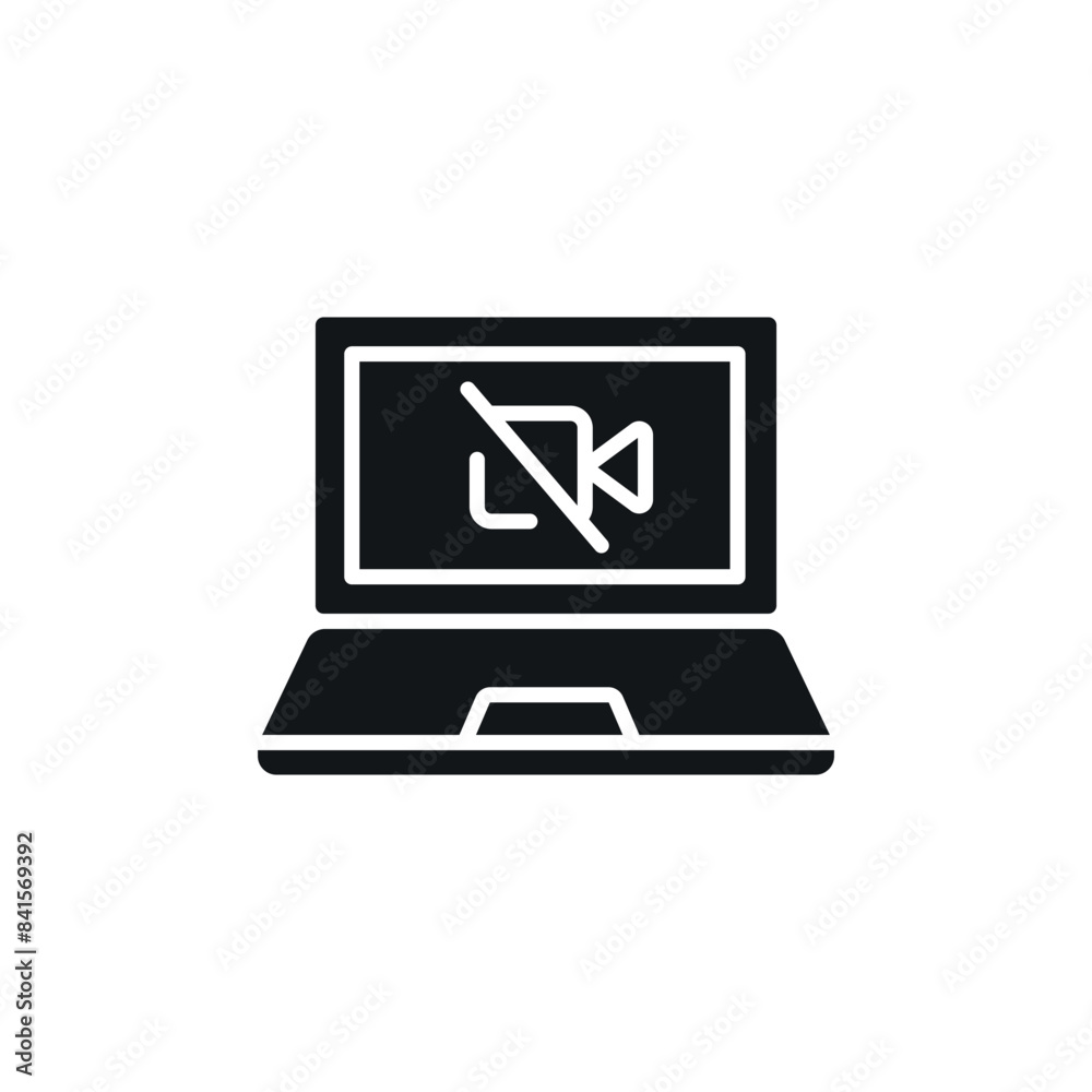 Webcam is off simple glyph icon. Vector solid isolated black illustration. Webcam is off simple glyph icon. Vector solid isolated black illustration.