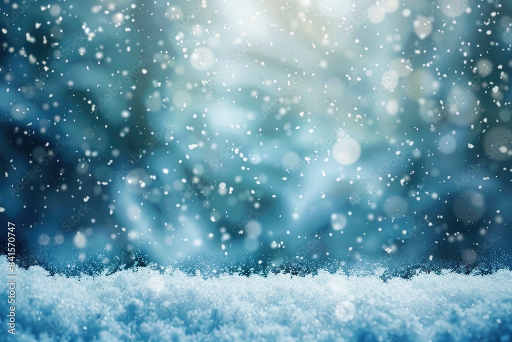 Fototapeta premium Winter Snowfall: Serene Snowflakes Glistening in Cold Winter Wonderland