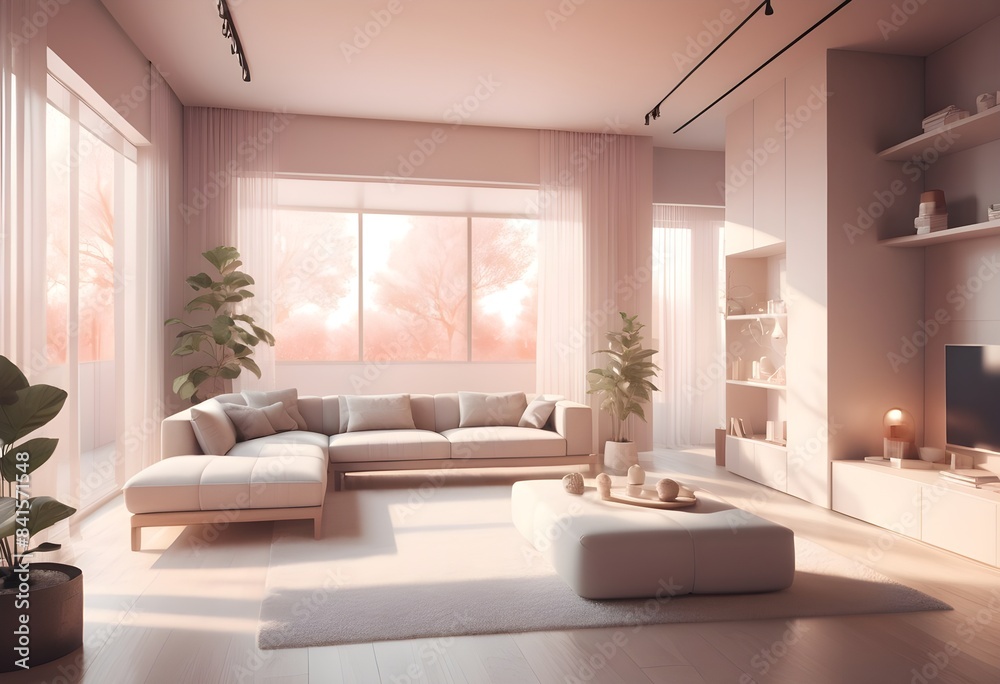 Fototapeta premium Photo modern style conceptual interior room 3d illustration