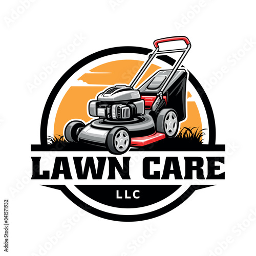 lawn mower illustration logo vector isolated