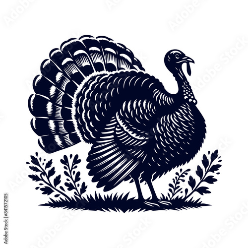 Turkey silhouette Clip art isolated vector illustration on white background