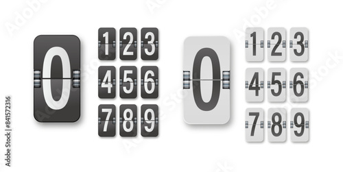 Mechanical timetable scoreboard information board display numbers. Vector.