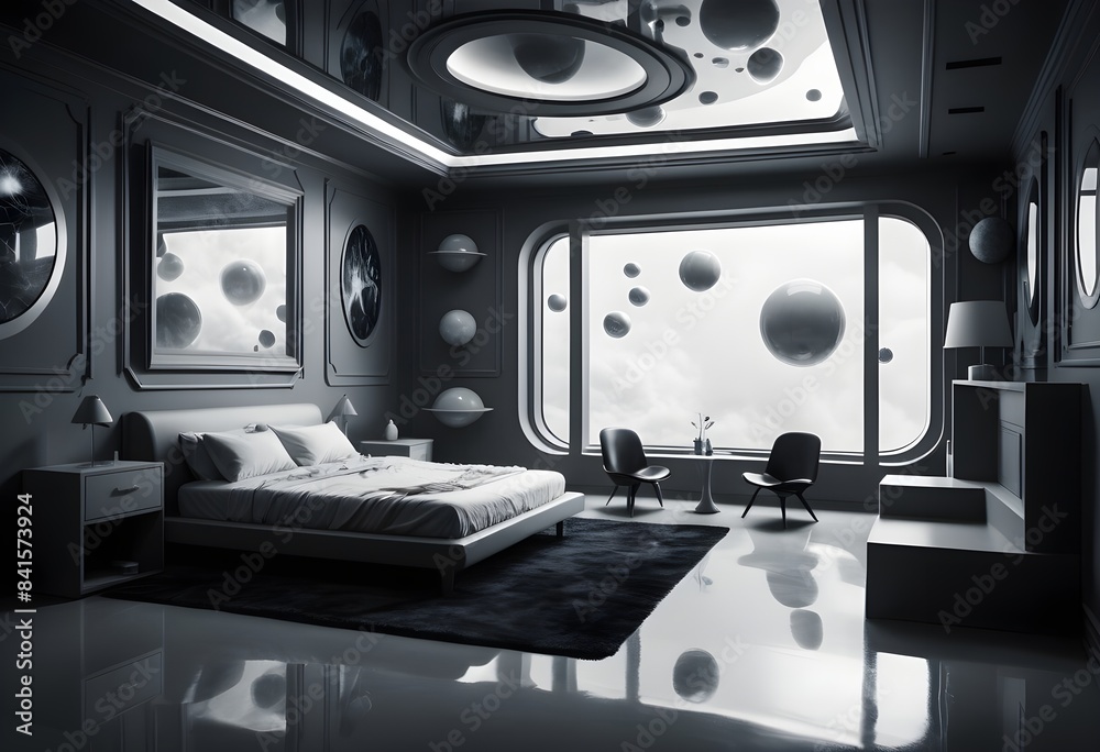 Fototapeta premium Photo modern style conceptual interior room 3d illustration