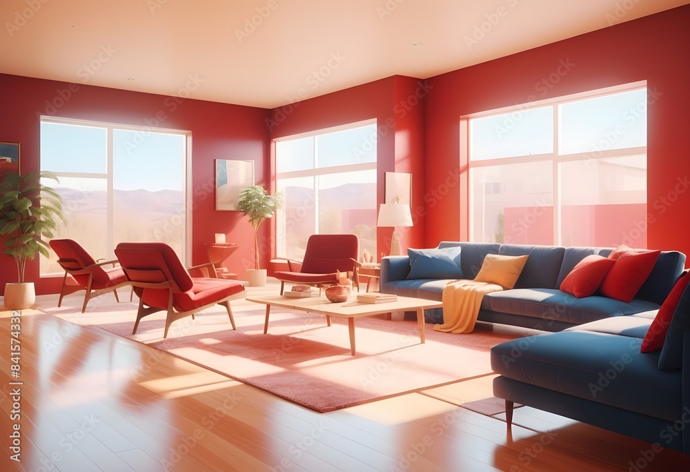 Fototapeta premium Photo modern style conceptual interior room 3d illustration