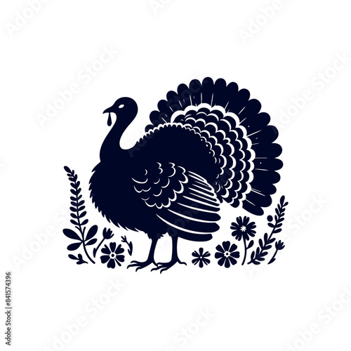 Turkey silhouette Clip art isolated vector illustration on white background