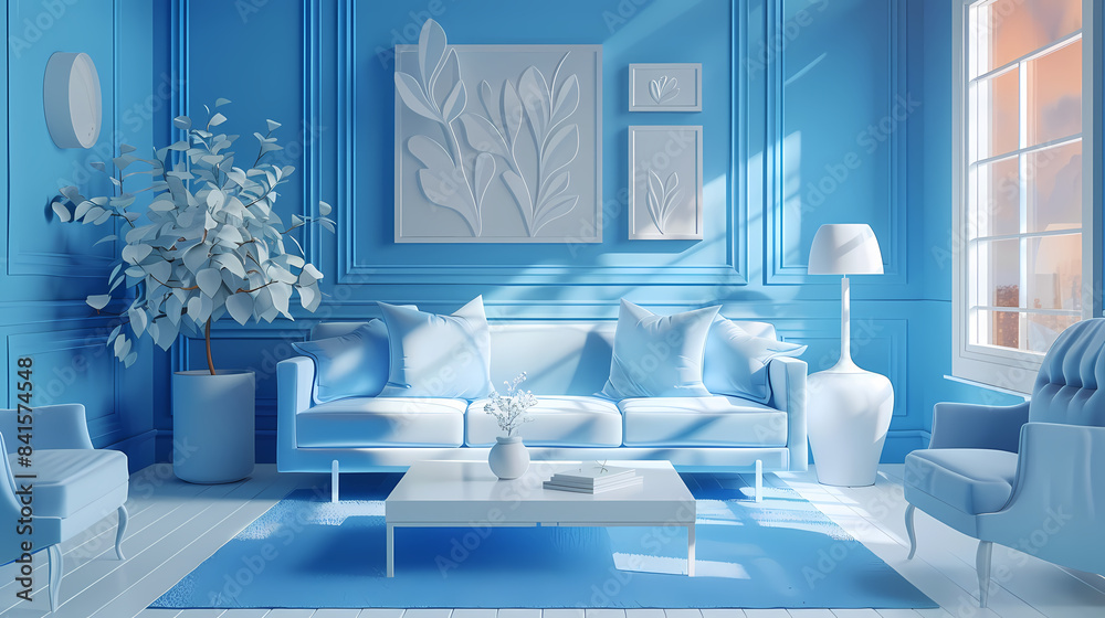 Living room interior. Comfortable sofa, window, chair and house plants. Living room interior. Comfortable sofa, window, chair and house plants.