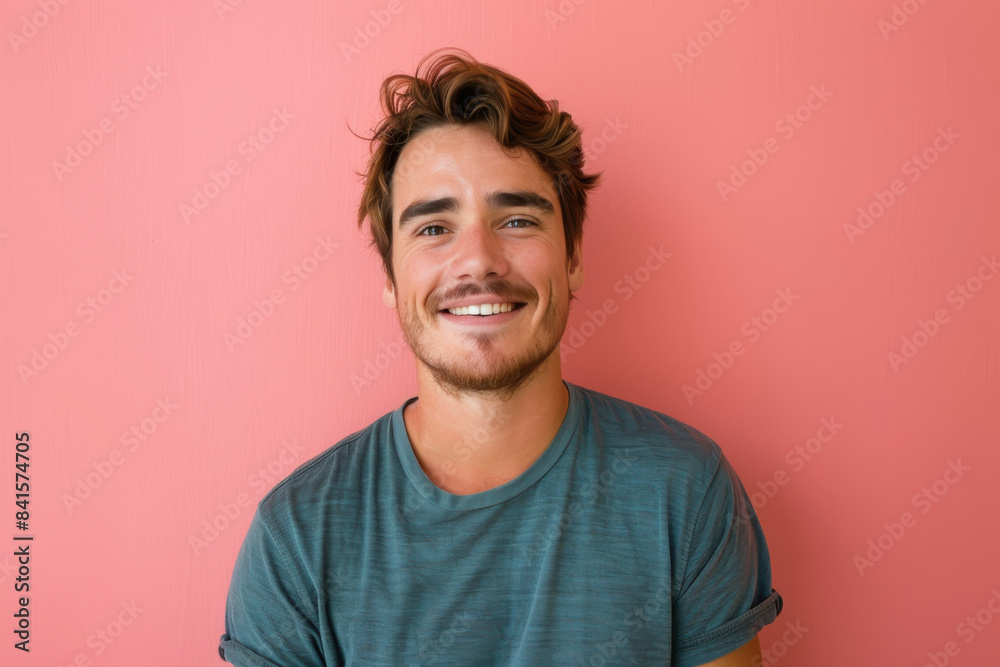 Fototapeta premium A close up portrait of a young man with a subtle smile