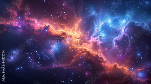 Vibrant Cosmic Nebula in Deep Space photo