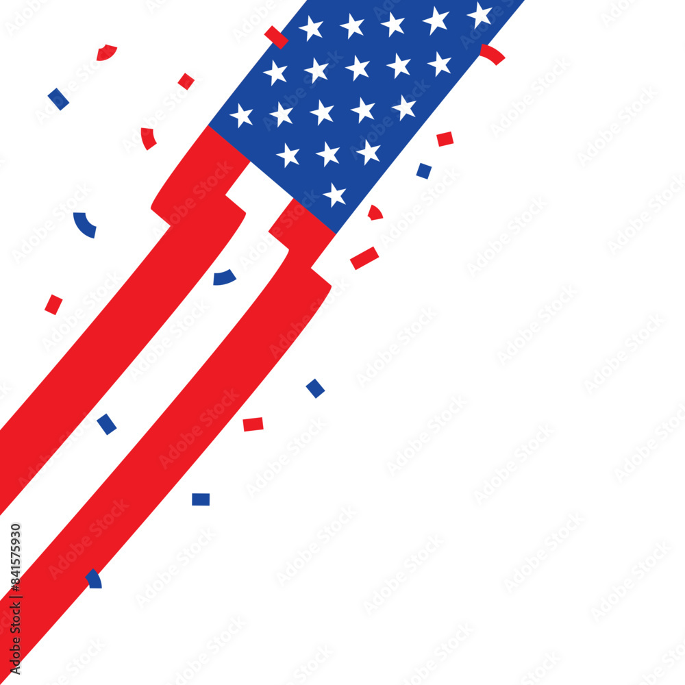 Obraz premium American Wave Flag Ribbon Corner Vector