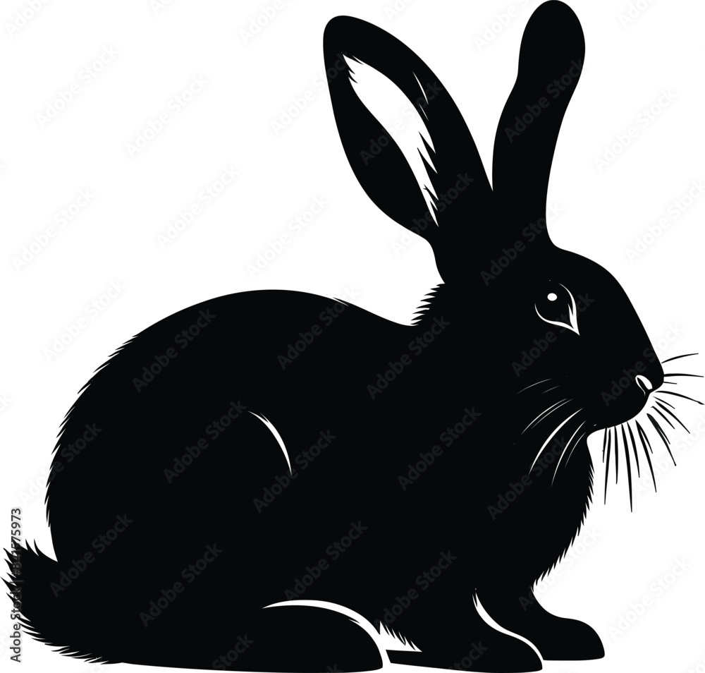 Fototapeta premium black rabbit on white background