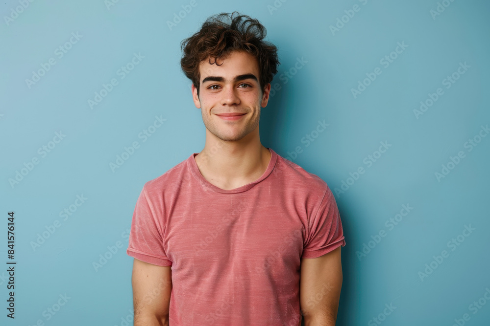 A close up portrait of a young man with a subtle smile A close up portrait of a young man with a subtle smile