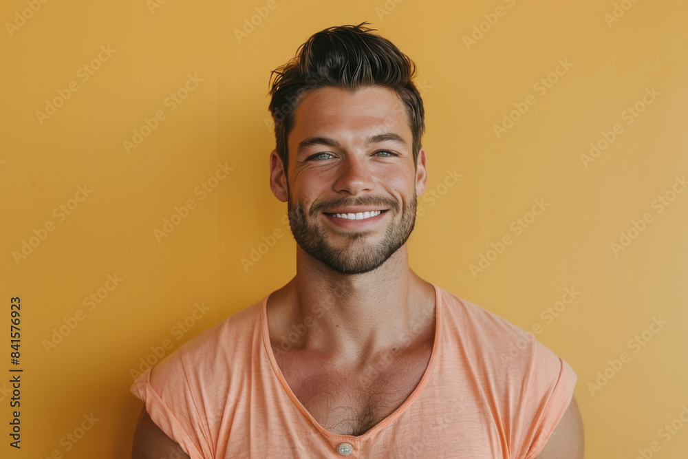 Obraz premium A close up portrait of a young man with a subtle smile