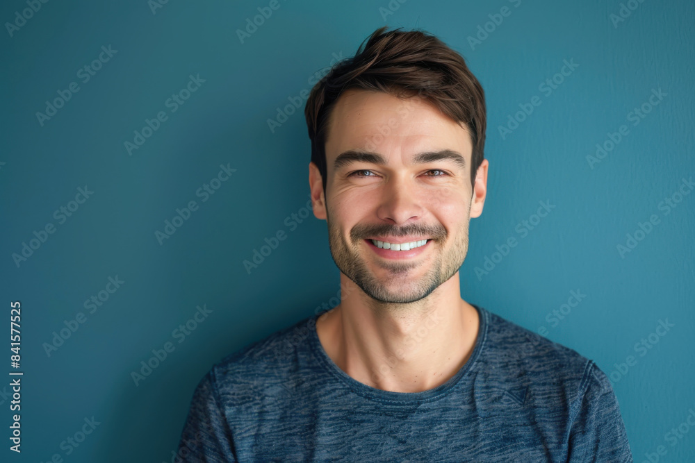 Obraz premium A close up portrait of a young man with a subtle smile