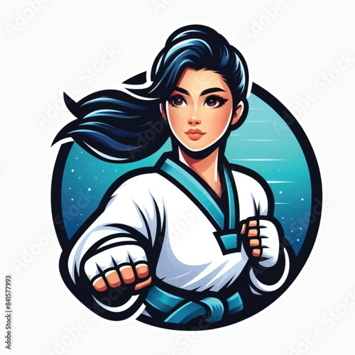 logo symbol of a woman who is a martial art athlete