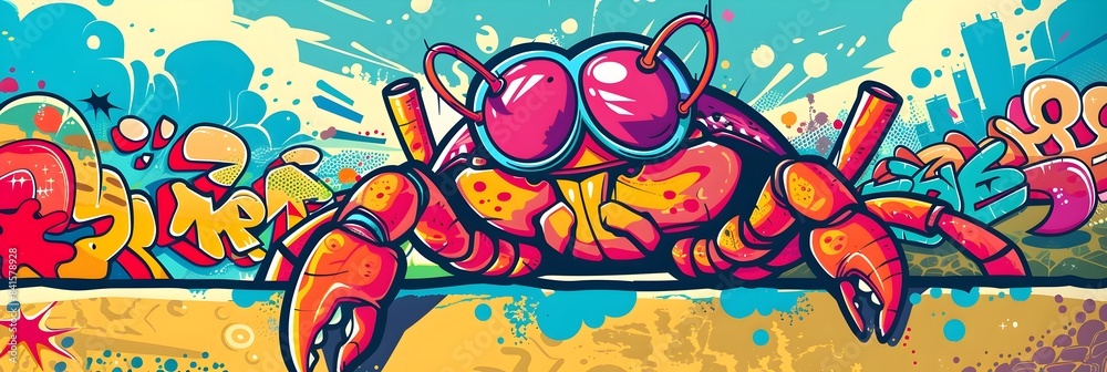 Badboy Crab Street Art Themed T Shirt