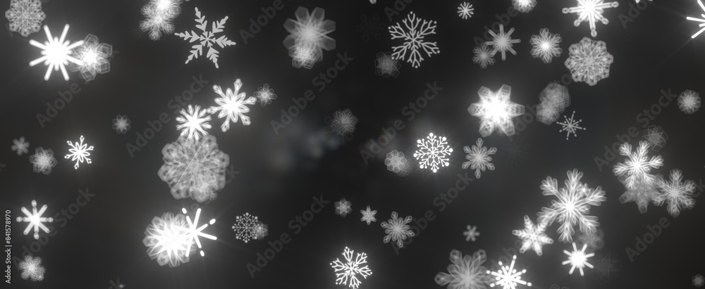 Snowflakes - Abstract Gold Star Falling Soft Focus Background, 3D rendering. Snowflakes - Abstract Gold Star Falling Soft Focus Background, 3D rendering.