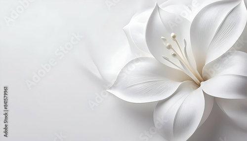 a white background with white flowers and empty space