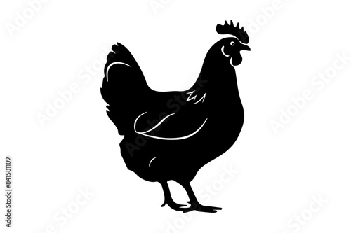 A vector silhouette of a hen art.