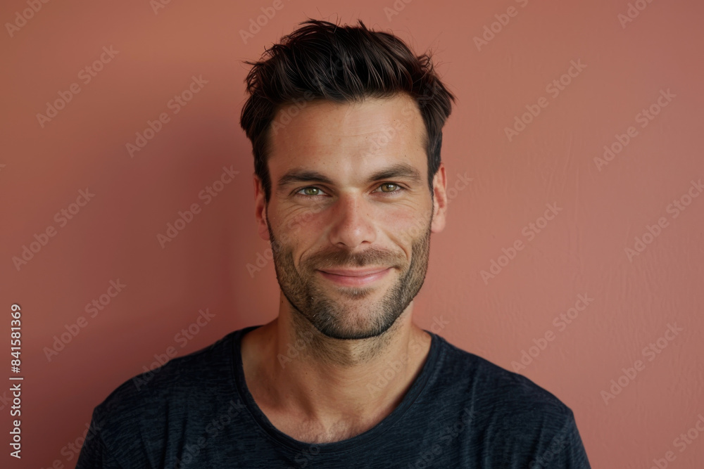 Obraz premium A close up portrait of a young man with a subtle smile