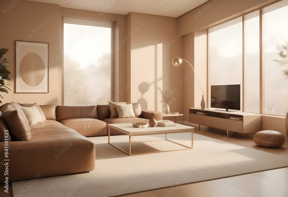 Fototapeta premium Photo modern style conceptual interior room 3d illustration