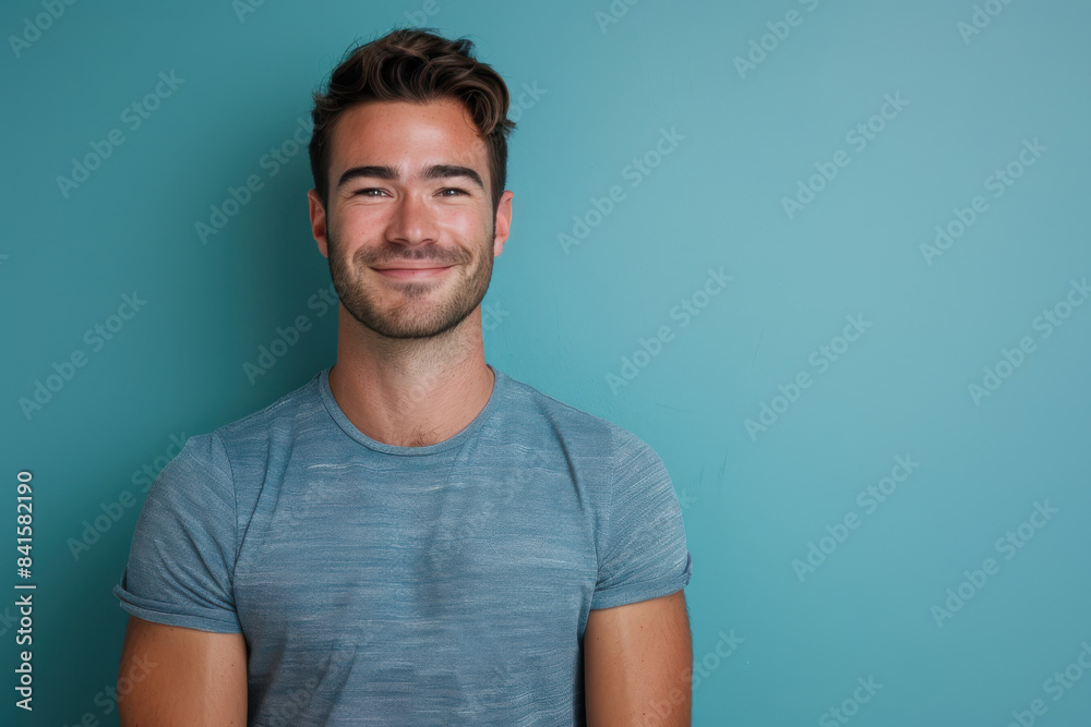 Obraz premium A close up portrait of a young man with a subtle smile