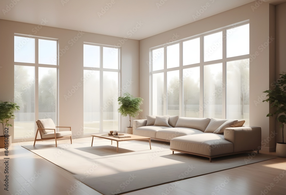 Fototapeta premium Photo modern style conceptual interior room 3d illustration