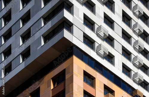 Tableau sur toile Part of facade of residential building with balconies and air conditioner cages