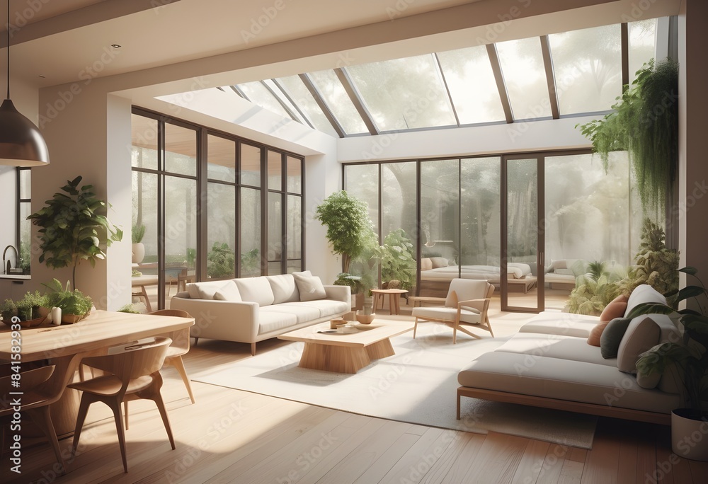 Photo modern style conceptual interior room 3d illustration Photo modern style conceptual interior room 3d illustration