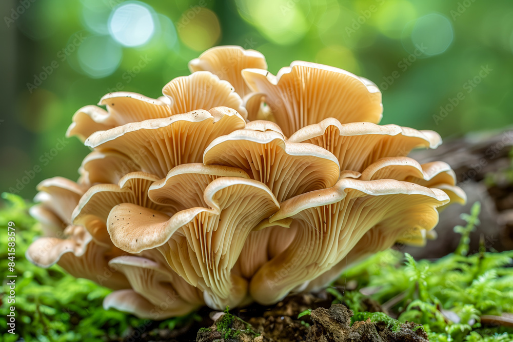 Mushrooms thriving on old tree stump