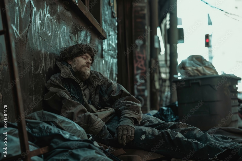 Fototapeta premium Portrait of Homelessness and Despair