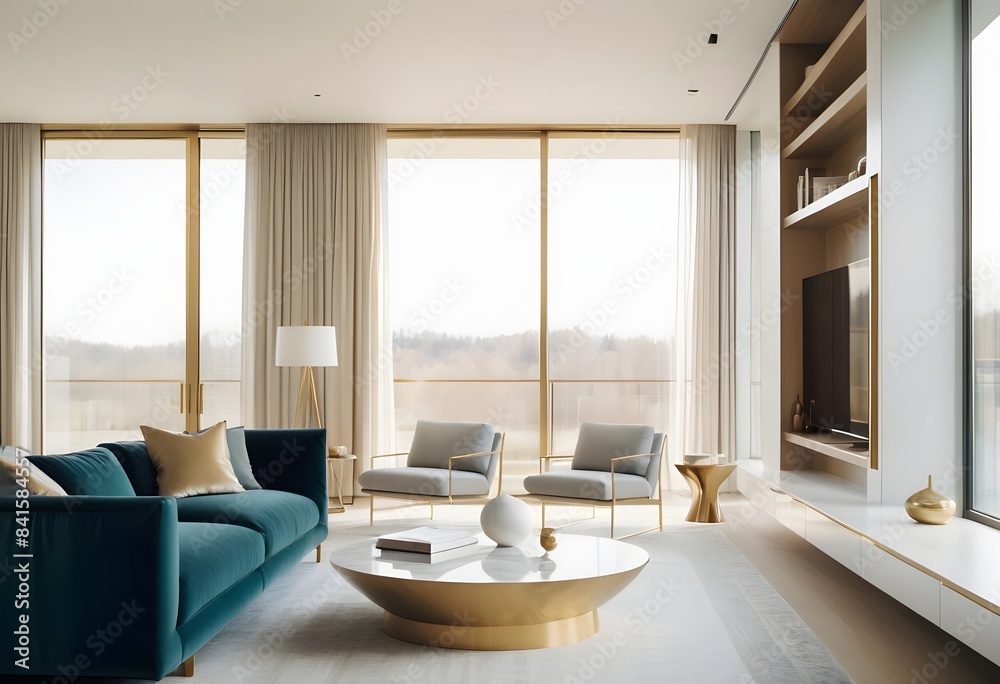 Fototapeta premium Photo modern style conceptual interior room 3d illustration