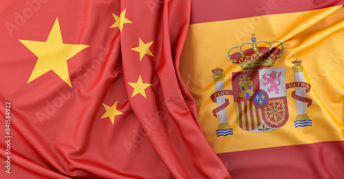 Canvas Print China and spain flags together diplomacy