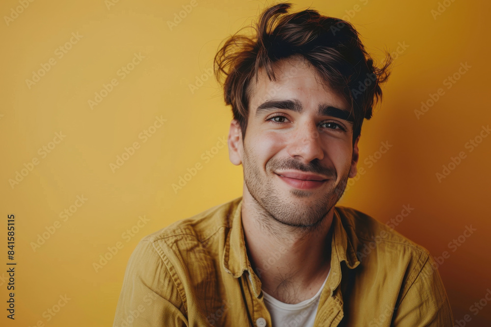 Fototapeta premium A close up portrait of a young man with a subtle smile