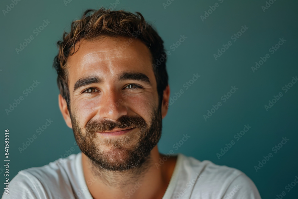Obraz premium A close up portrait of a young man with a subtle smile