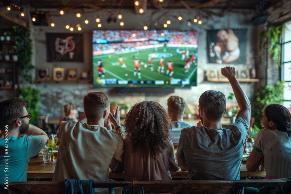 Sport fans cheer and celebrating a winning tournament in sport club