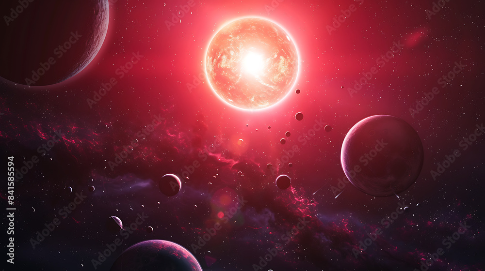 Red space, wallpaper, the beauty of the sky far from earth