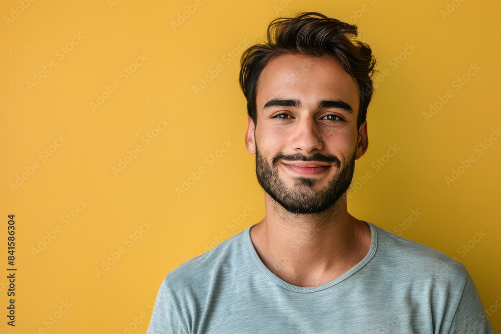 Obraz premium A close up portrait of a young man with a subtle smile
