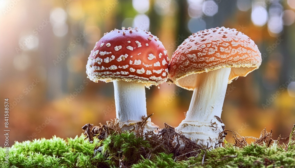 Fototapeta premium Toadstool Vibrant Toadstool Macro: A Close Encounter with Nature's Palette
