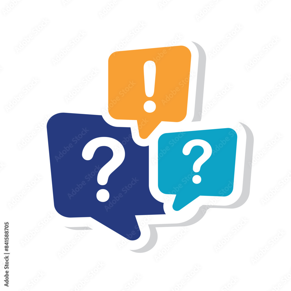 Illustration of exclamation and question mark in speech bubble, icon. Illustration of exclamation and question mark in speech bubble, icon.