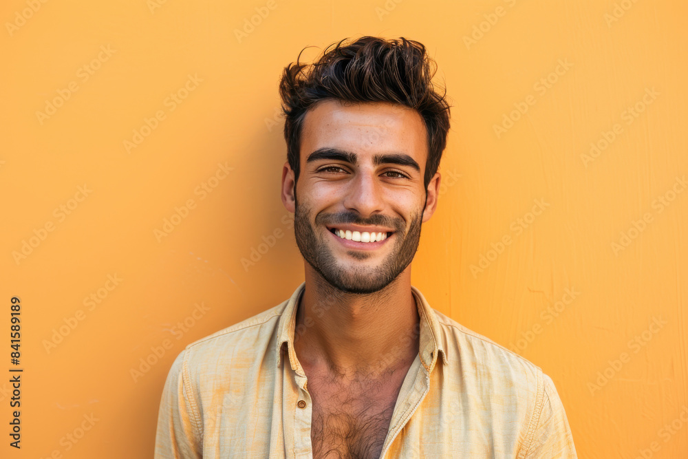 Obraz premium A close up portrait of a young man with a subtle smile