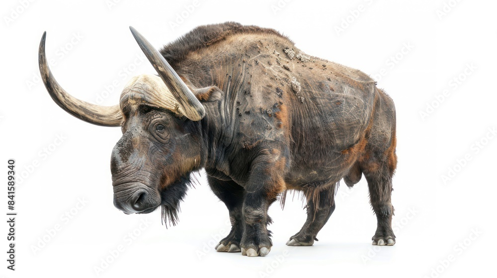 Naklejka premium Elasmotherium full body clearly photo on white background ,