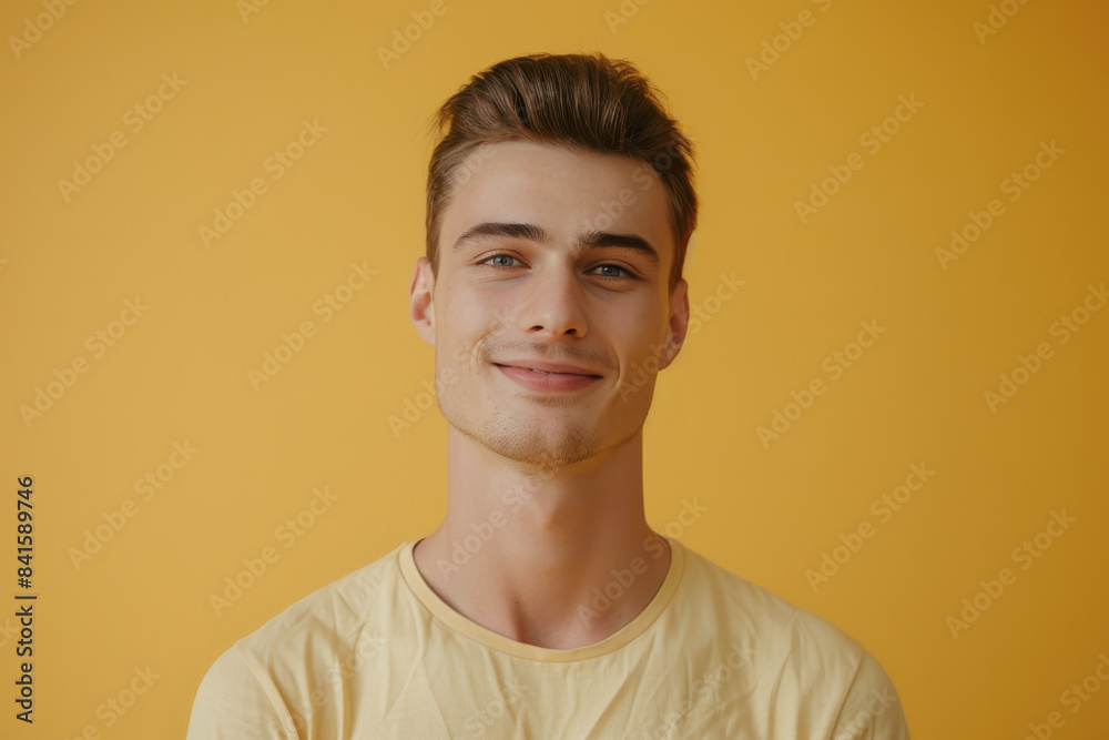 Fototapeta premium A close up portrait of a young man with a subtle smile
