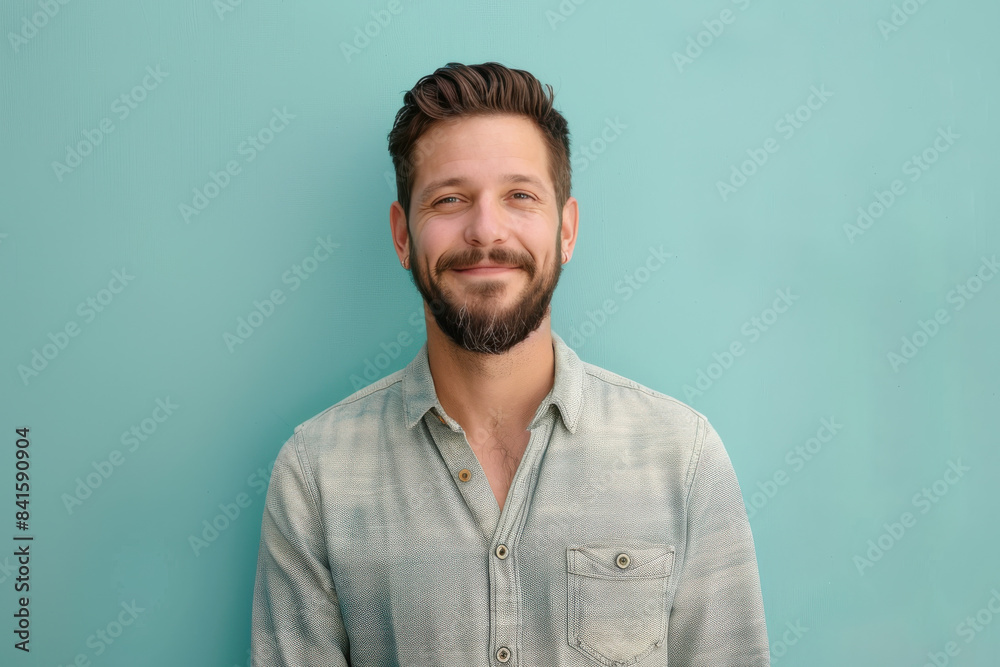 Obraz premium A close up portrait of a young man with a subtle smile