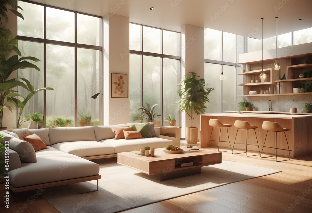Photo modern style conceptual interior room 3d illustration Photo modern style conceptual interior room 3d illustration