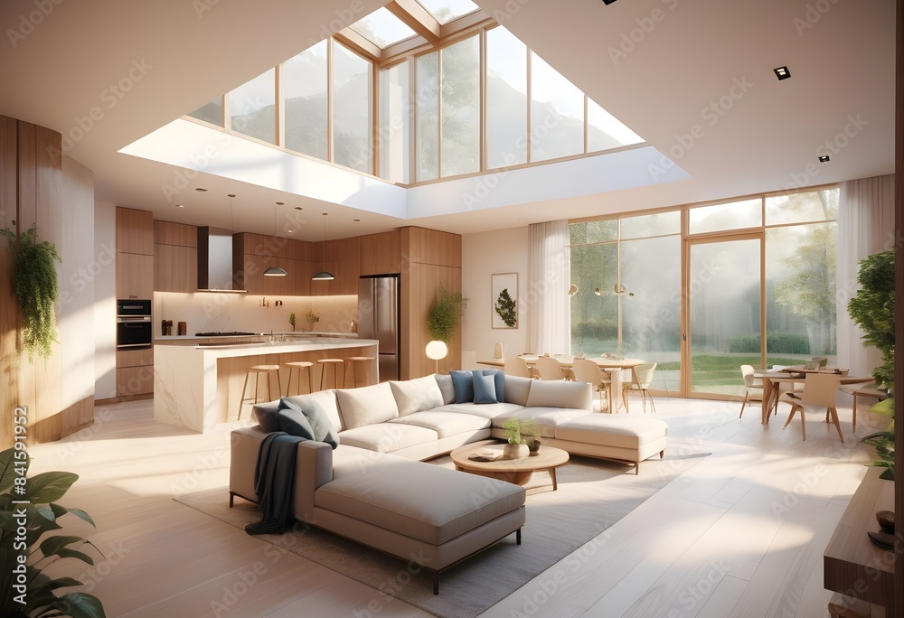 Fototapeta premium Photo modern style conceptual interior room 3d illustration