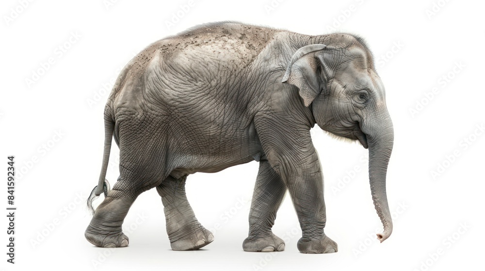 Naklejka premium Elephant full body clearly photo on white background ,