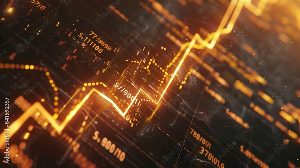 Illustrate a financial chart with a gold upward arrow, representing bullish market trends and investment optimism.