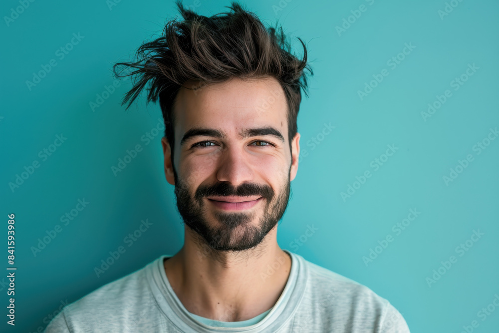 A close up portrait of a young man with a subtle smile A close up portrait of a young man with a subtle smile
