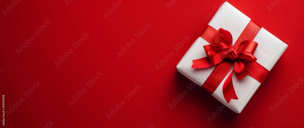 A white gift box with a red ribbon is a versatile choice for celebrations like Christmas, Valentines Day, or birthdays. It offers a festive and minimalistic design, suitable for various occasions A white gift box with a red ribbon is a versatile choice for celebrations like Christmas, Valentines Day, or birthdays. It offers a festive and minimalistic design, suitable for various occasions